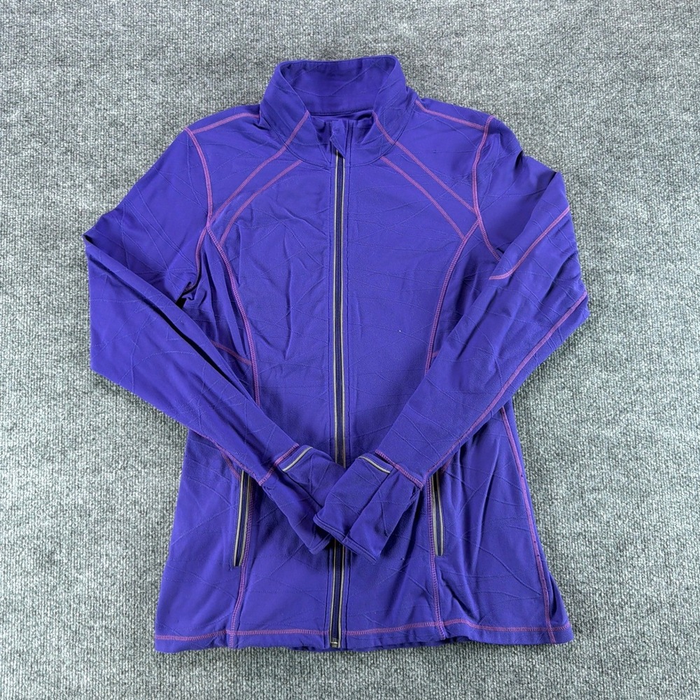 Kirkland Signature Purple Full Zip Active Jacket Thumbhole Mock Neck Large